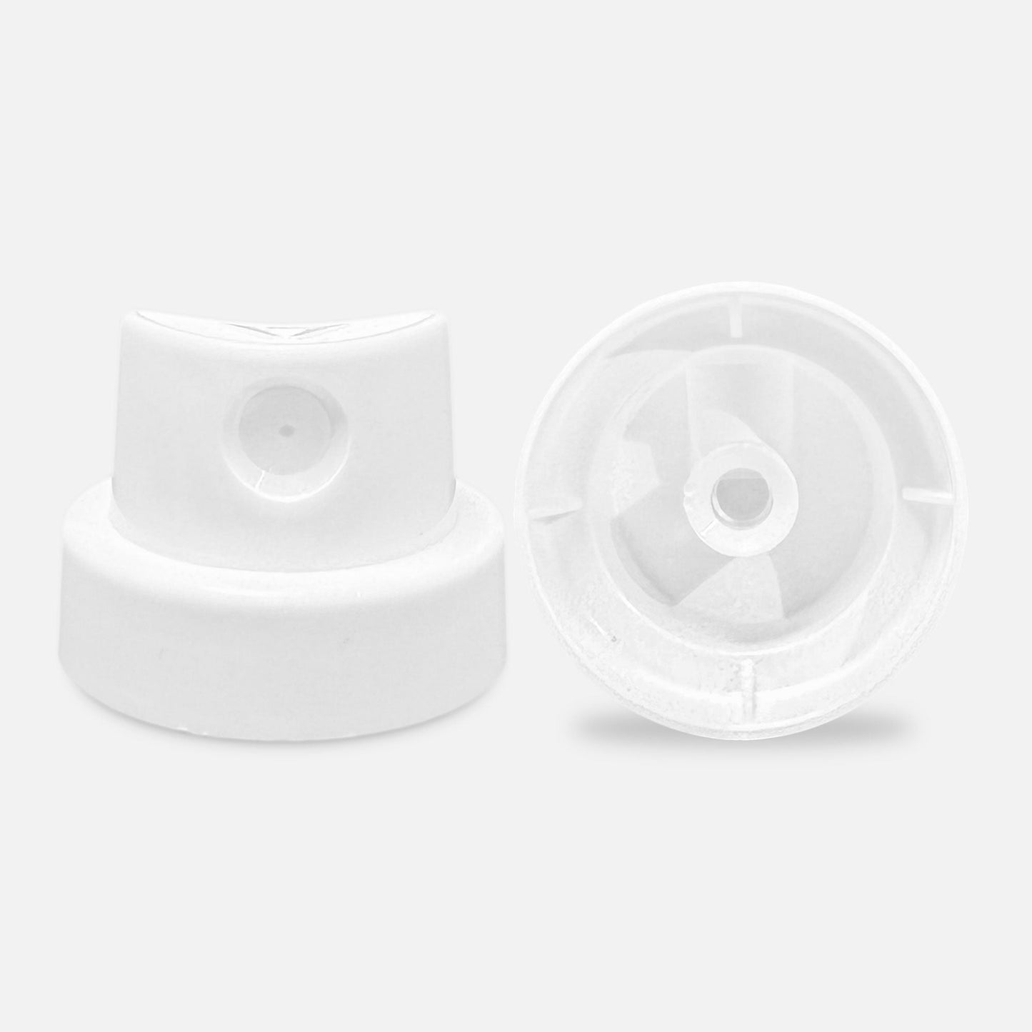 Female valve cap spray paint nozzle for male cans