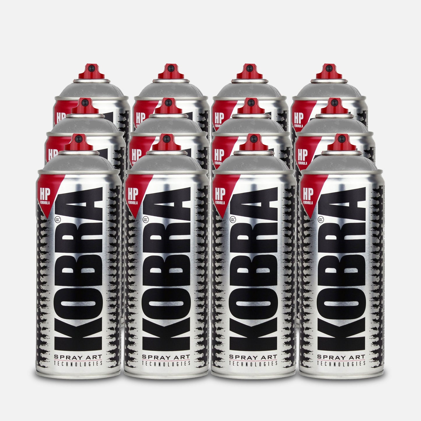 Pack of 12 Kobra silver chrome 400ml