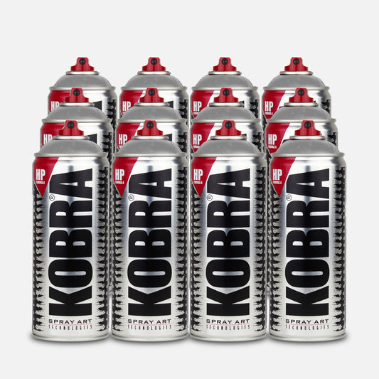 Pack of 12 Kobra silver chrome 400ml