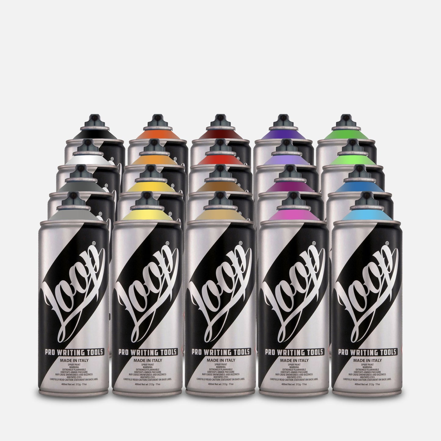 Spray paint pack containing 20 Loop 400ml cans