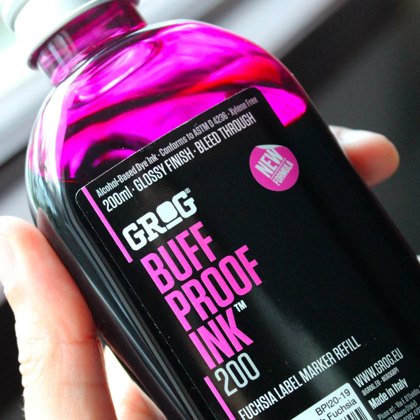 Grog buff proof ink 200ml jellyfish fuchsia alcohol-based refill ink bottle
