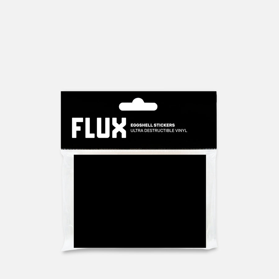 Packaged Stickers with 'FLUX' branding on a Grey background