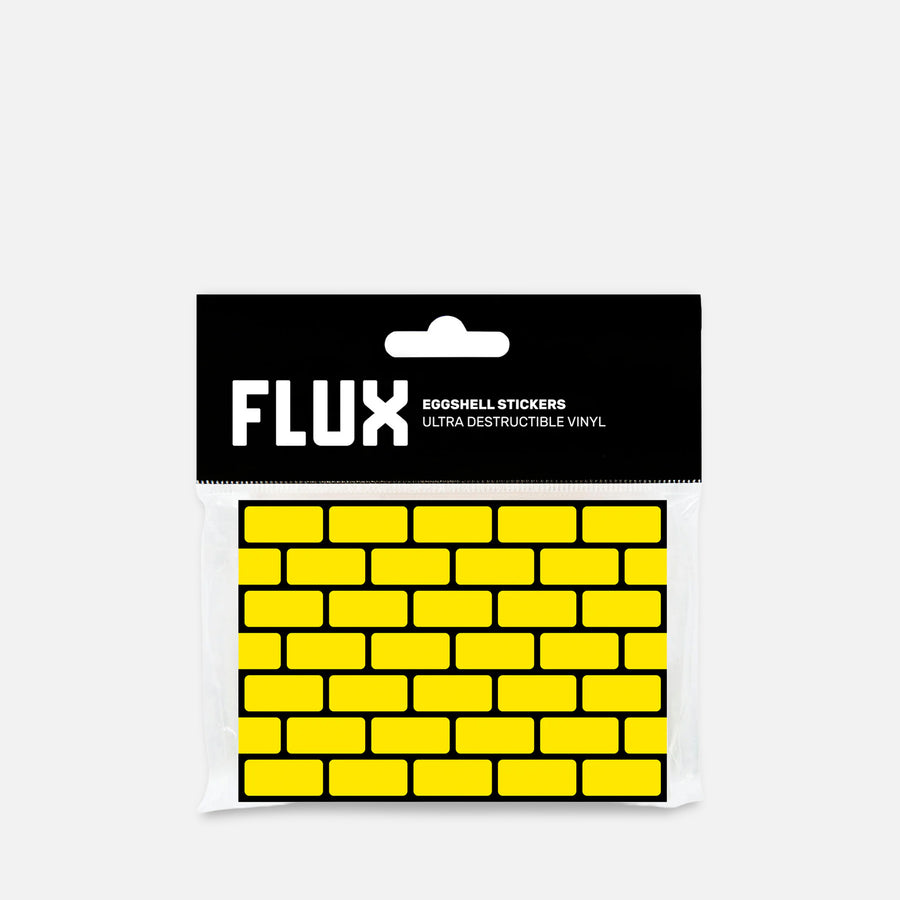 Packaged Stickers with 'FLUX' branding on a Grey background