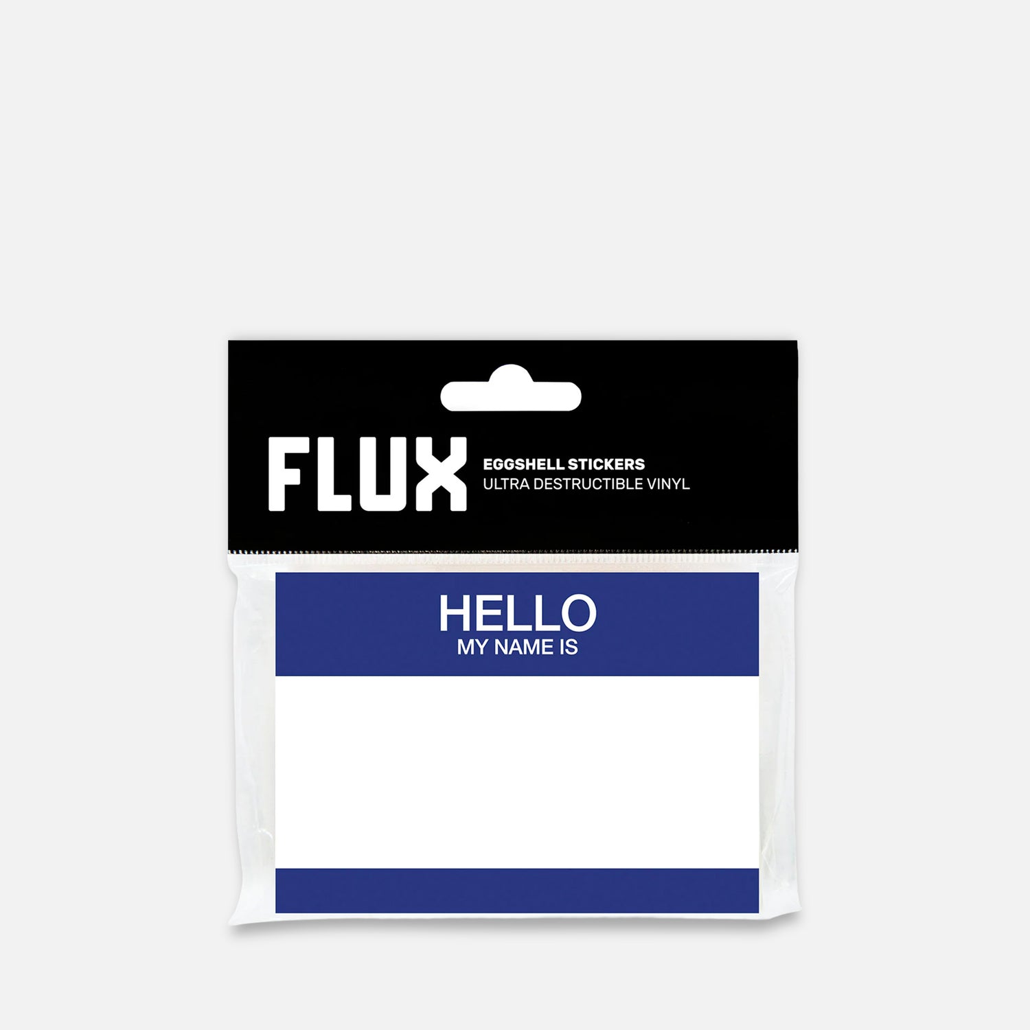 Packaged Stickers with 'FLUX' branding on a Grey background