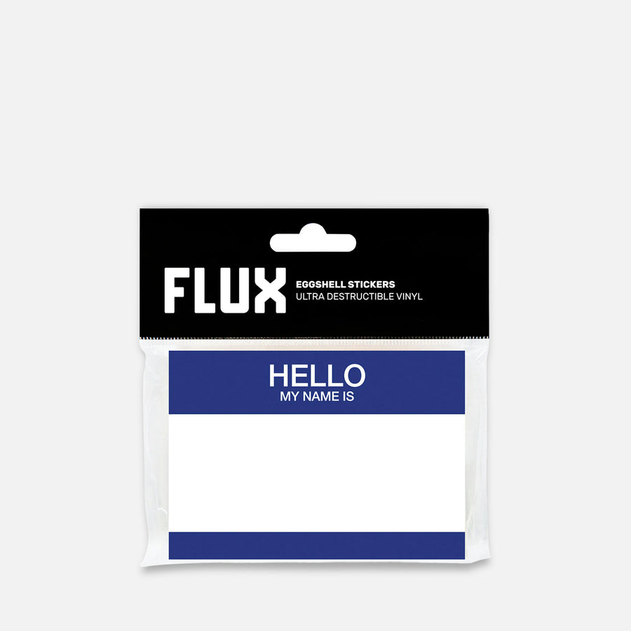 Packaged Stickers with 'FLUX' branding on a Grey background