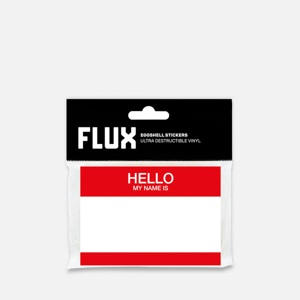 Packaged Stickers with 'FLUX' branding on a Grey background