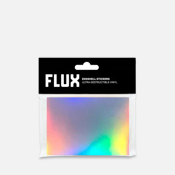 Packaged Stickers with 'FLUX' branding on a Grey background