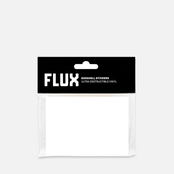 Packaged Stickers with 'FLUX' branding on a Grey background