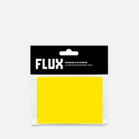 Packaged Stickers with 'FLUX' branding on a Grey background