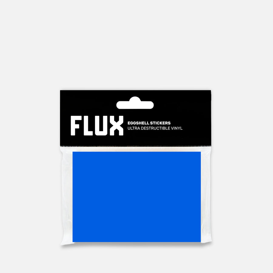 Packaged Stickers with 'FLUX' branding on a Grey background