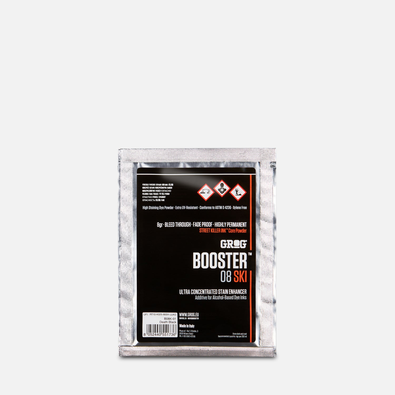Grog booster 08 ski 30ml stain enhancer on a grey background   — Splatter Red