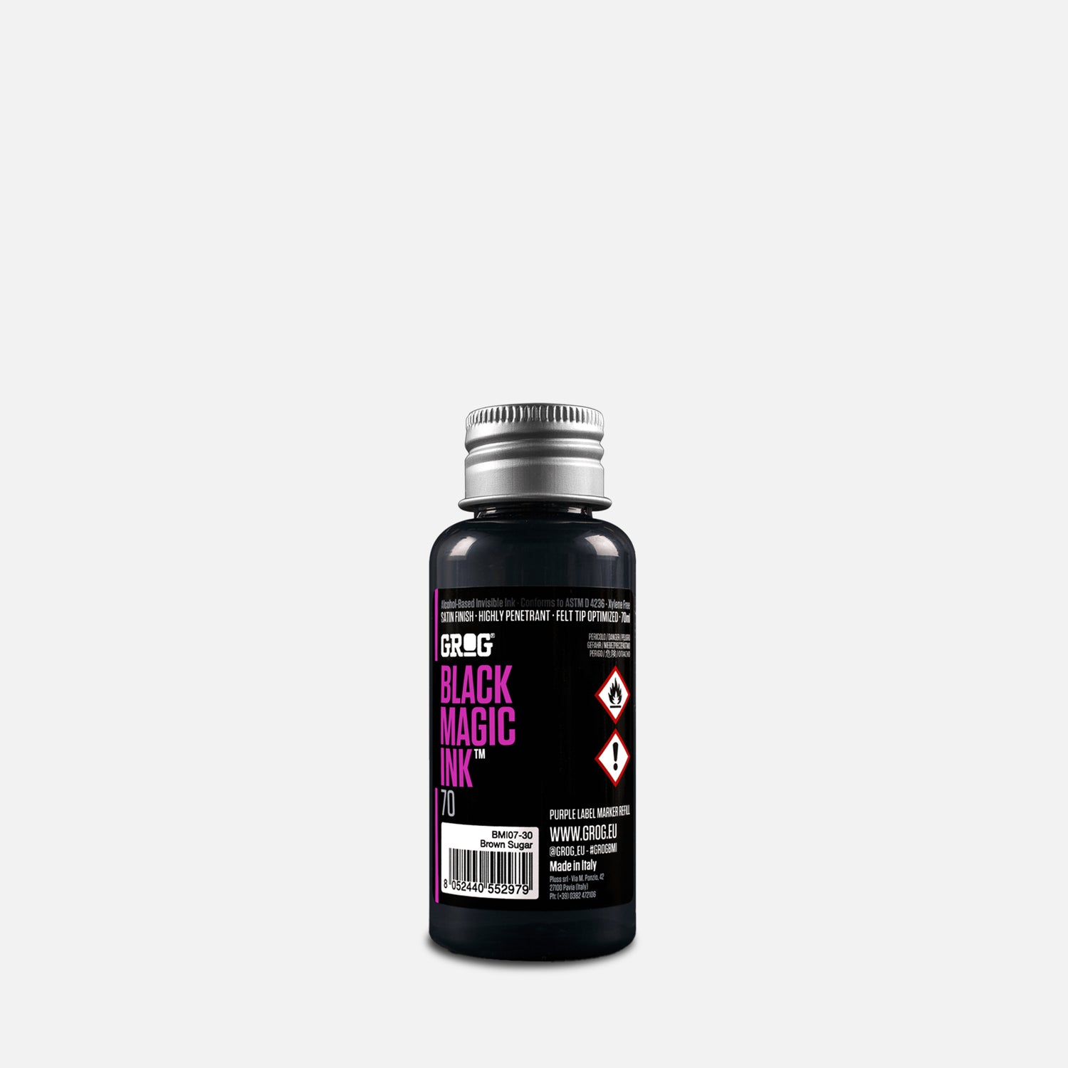 Grog black magic ink 70ml on a grey background 