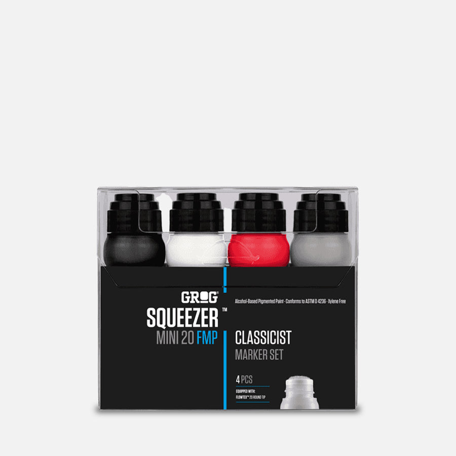 Grog squeezer mini 20 fmp classicist marker set of 4 in clear plastic packaging on grey background