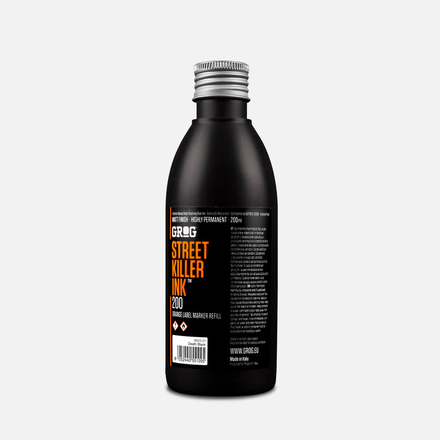 Grog street killer ink 200ml on a grey background 