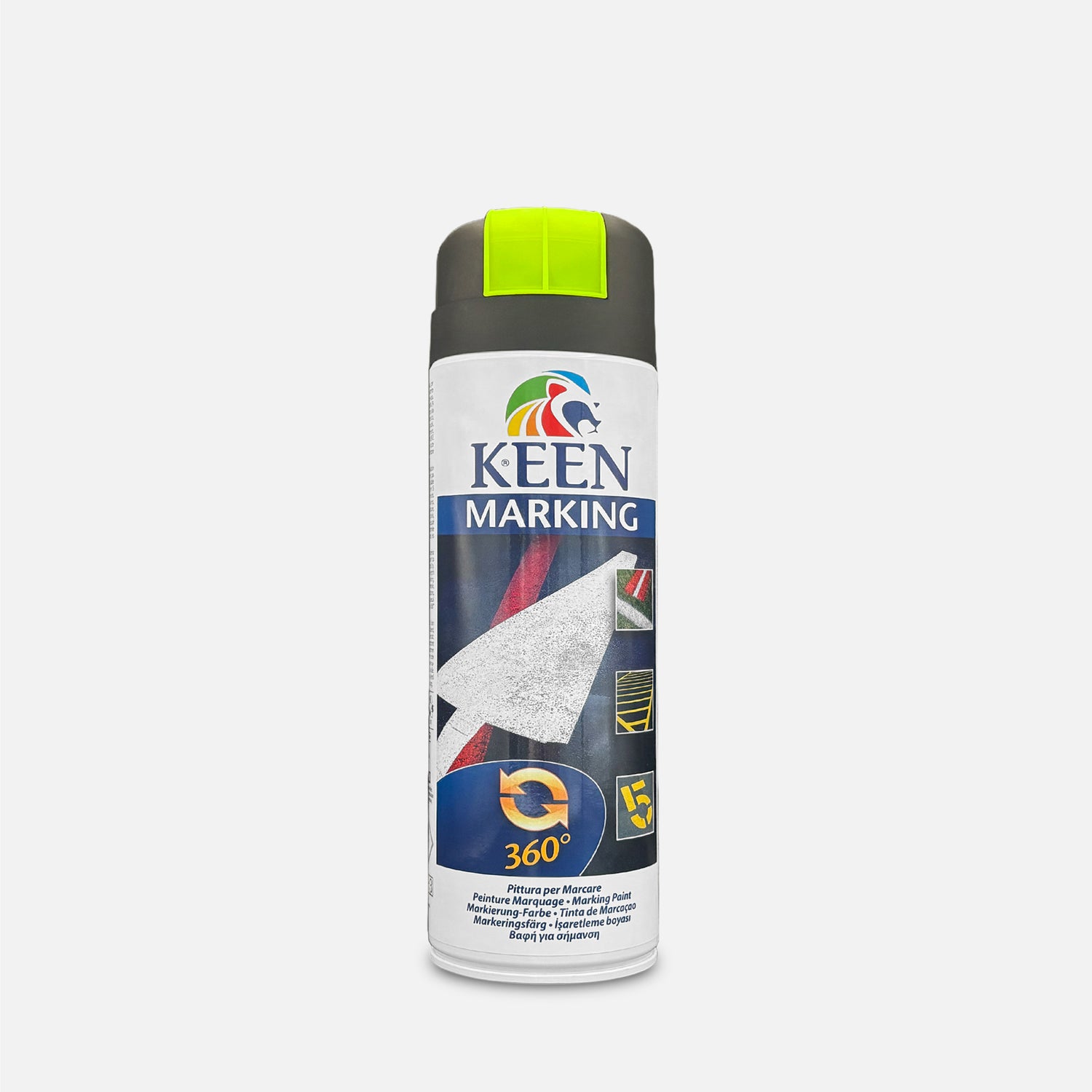 Fluorescent yellow keen marking spray paint can for industrial floor marking and line applications — KG-32107 White
