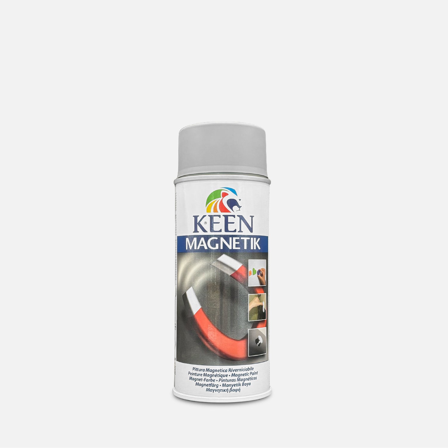 Keen magnetik magnetic spray paint can for creating magnetic walls and surfaces - grey aerosol magnet paint for home, office and DIY projects 