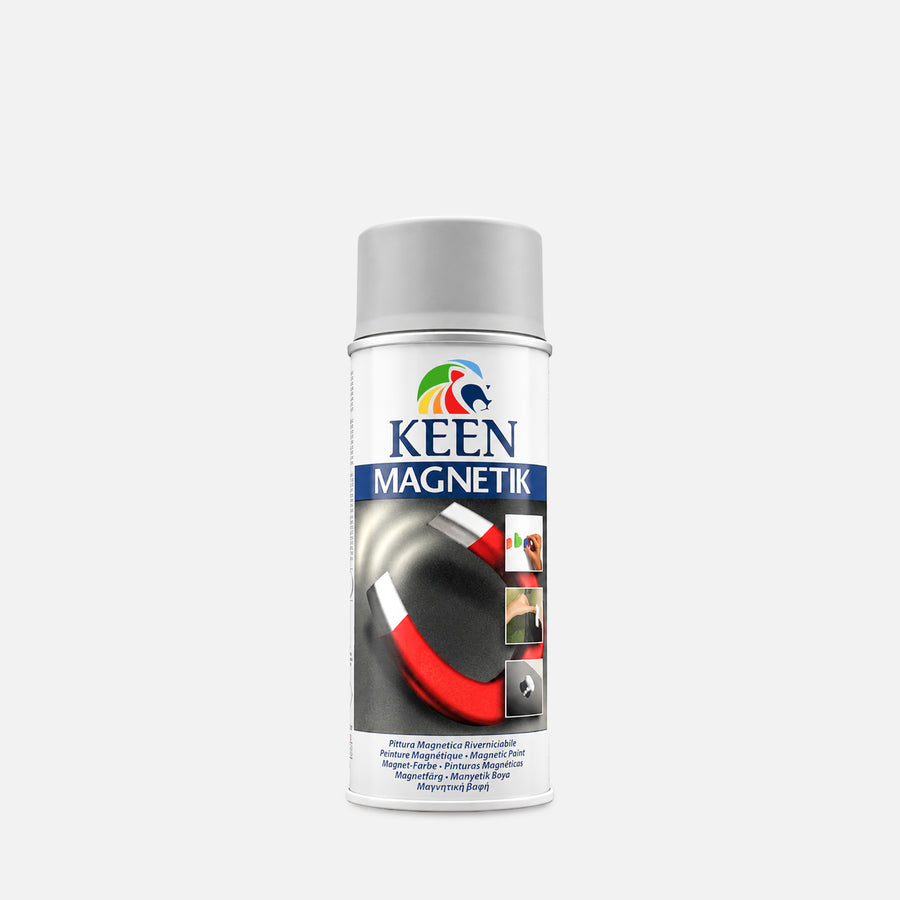 Keen magnetik magnetic spray paint can for creating magnetic walls and surfaces - grey aerosol magnet paint for home, office and DIY projects 