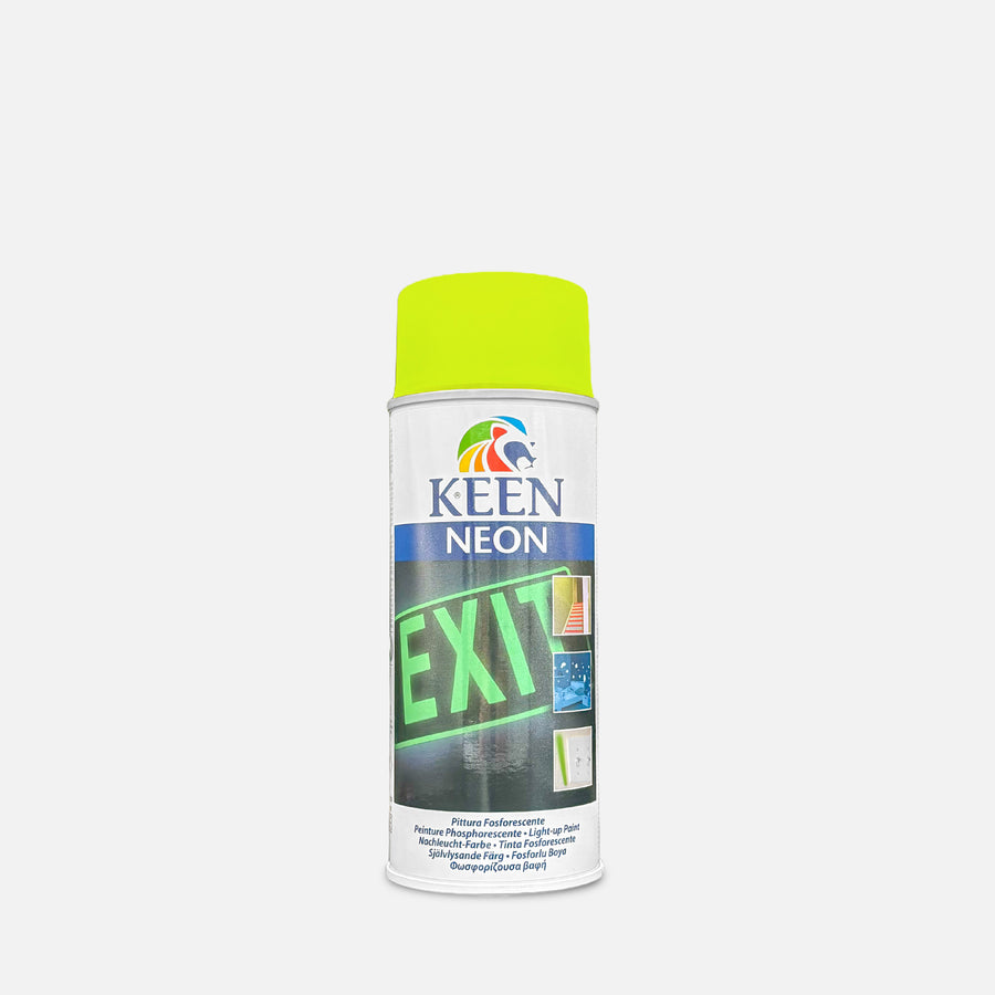 spray paint can of keen Neon 400ml on a grey background 
