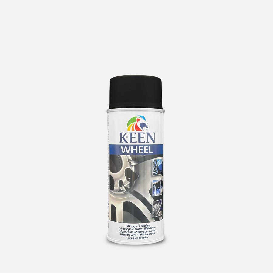 spray paint can of keen wheel 400ml on a grey background