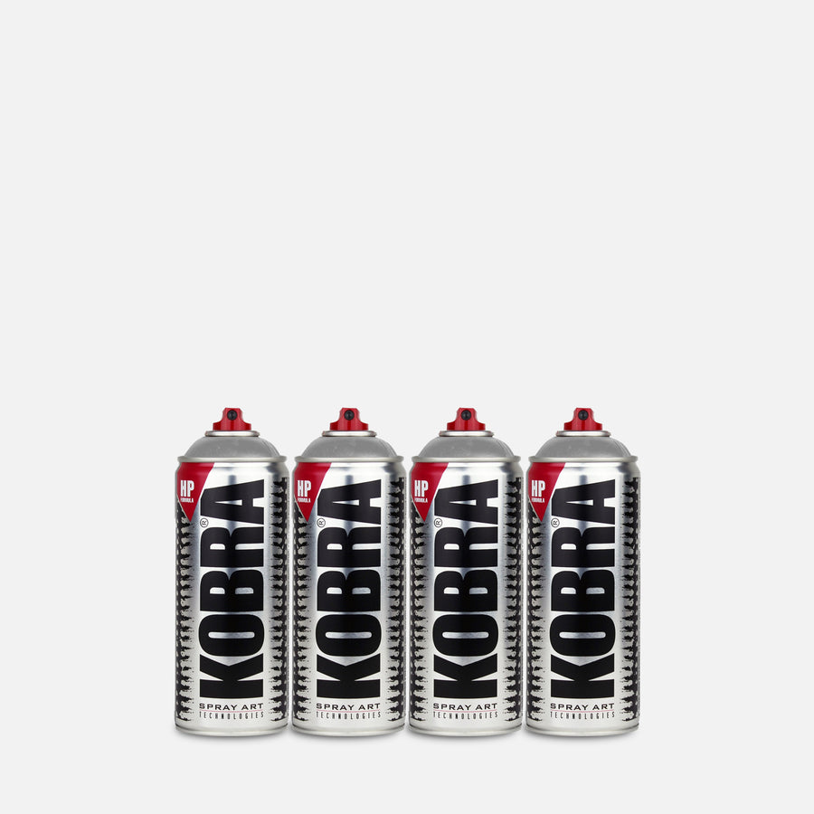 Kobra varnish 400ml 4 can pack of gloss varnish on a grey background