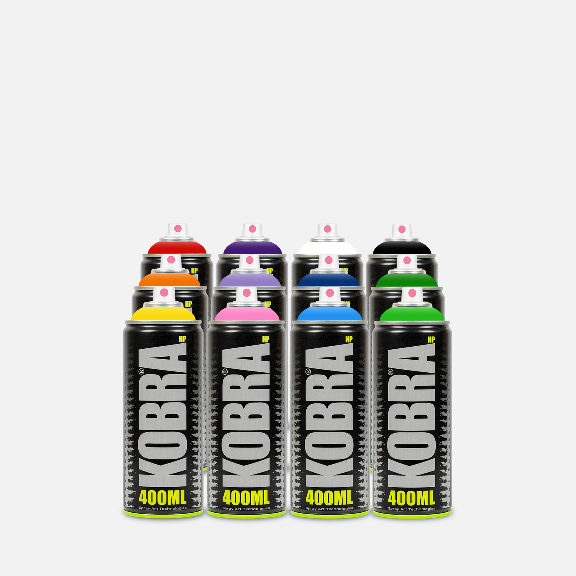 12 different colours of kobra high pressure 400ml