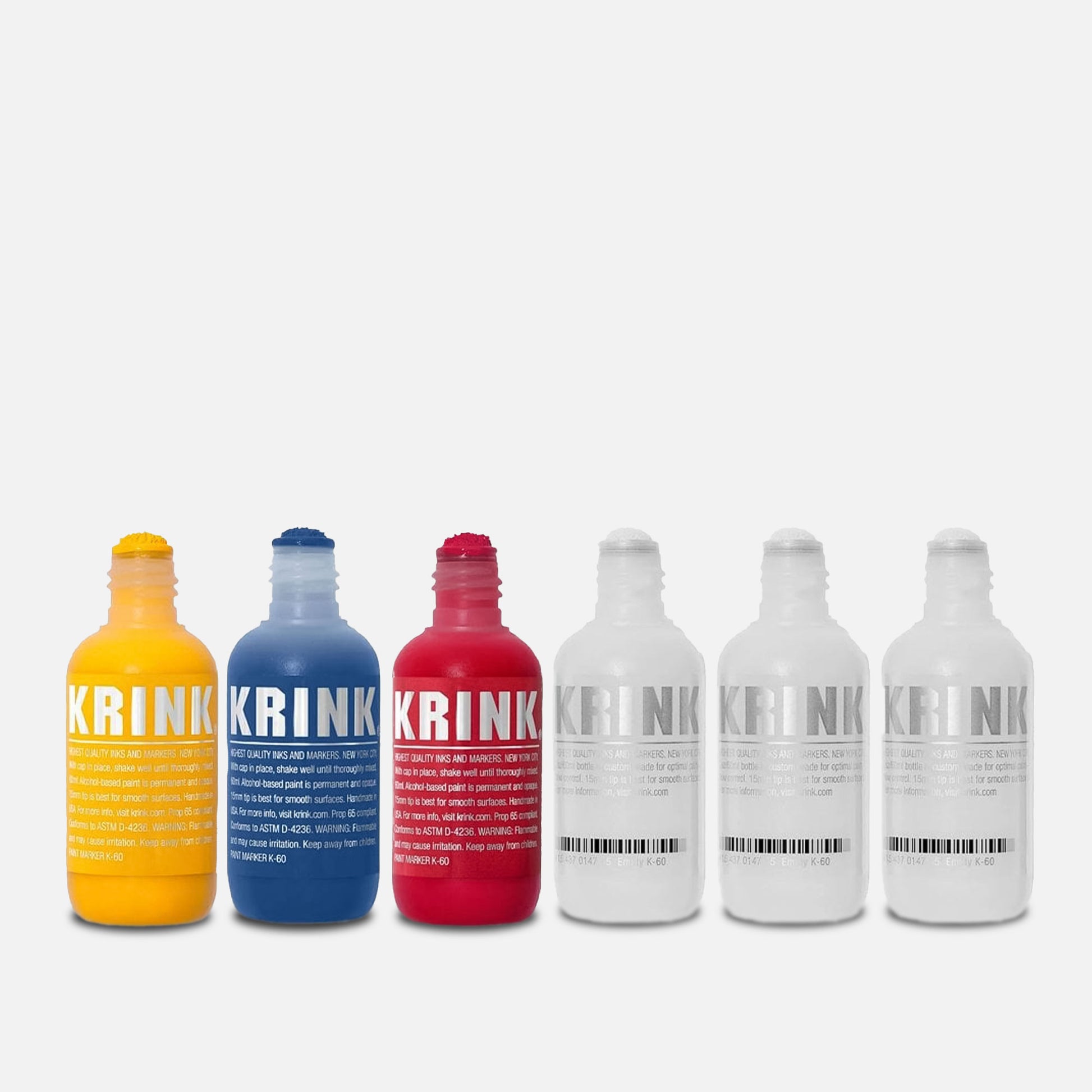 Row of 6 Krink K-60 bottles