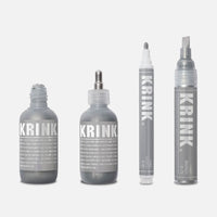 Krink Super Silver set on a grey background.