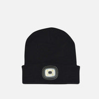 Loop beanie with light in black on grey background