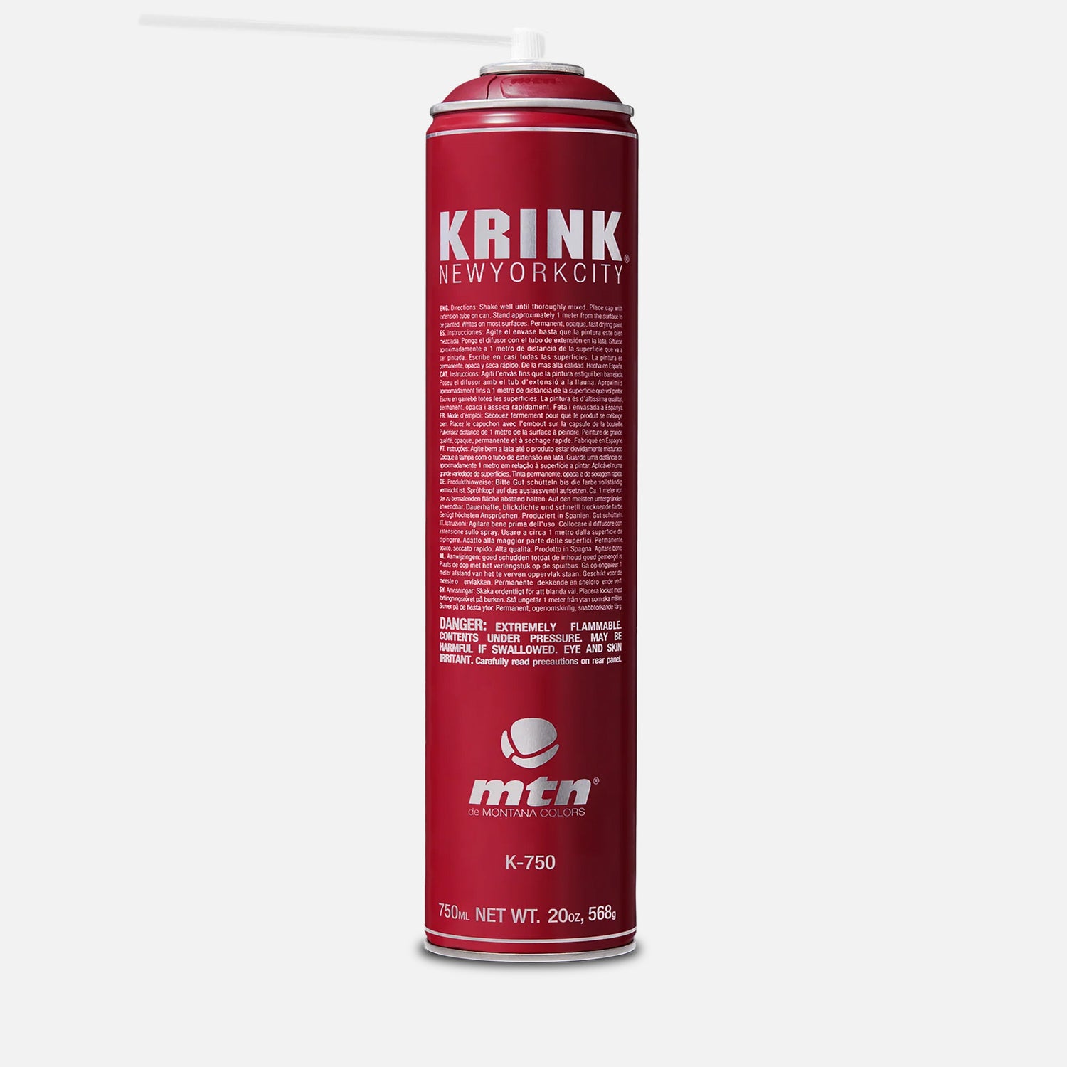 Krink X MTN K-750 750ML silver paint marker with large body design shown on grey background — Black