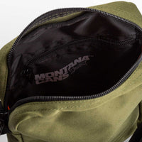 Montana Cans khaki and orange shoulder bag with adjustable strap