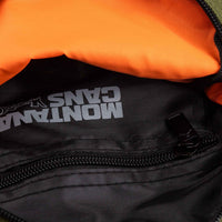 Montana Cans khaki and orange shoulder bag with adjustable strap