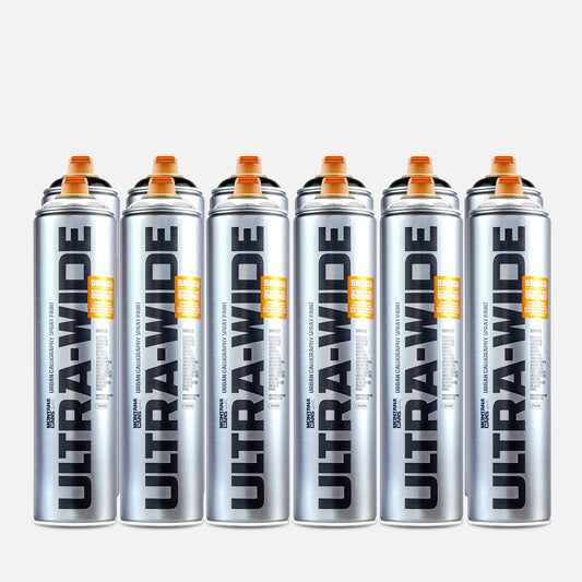 6 cans of  montana ultra wide 750ml chrome and 6 cans of montana ultra wide 750ml black 