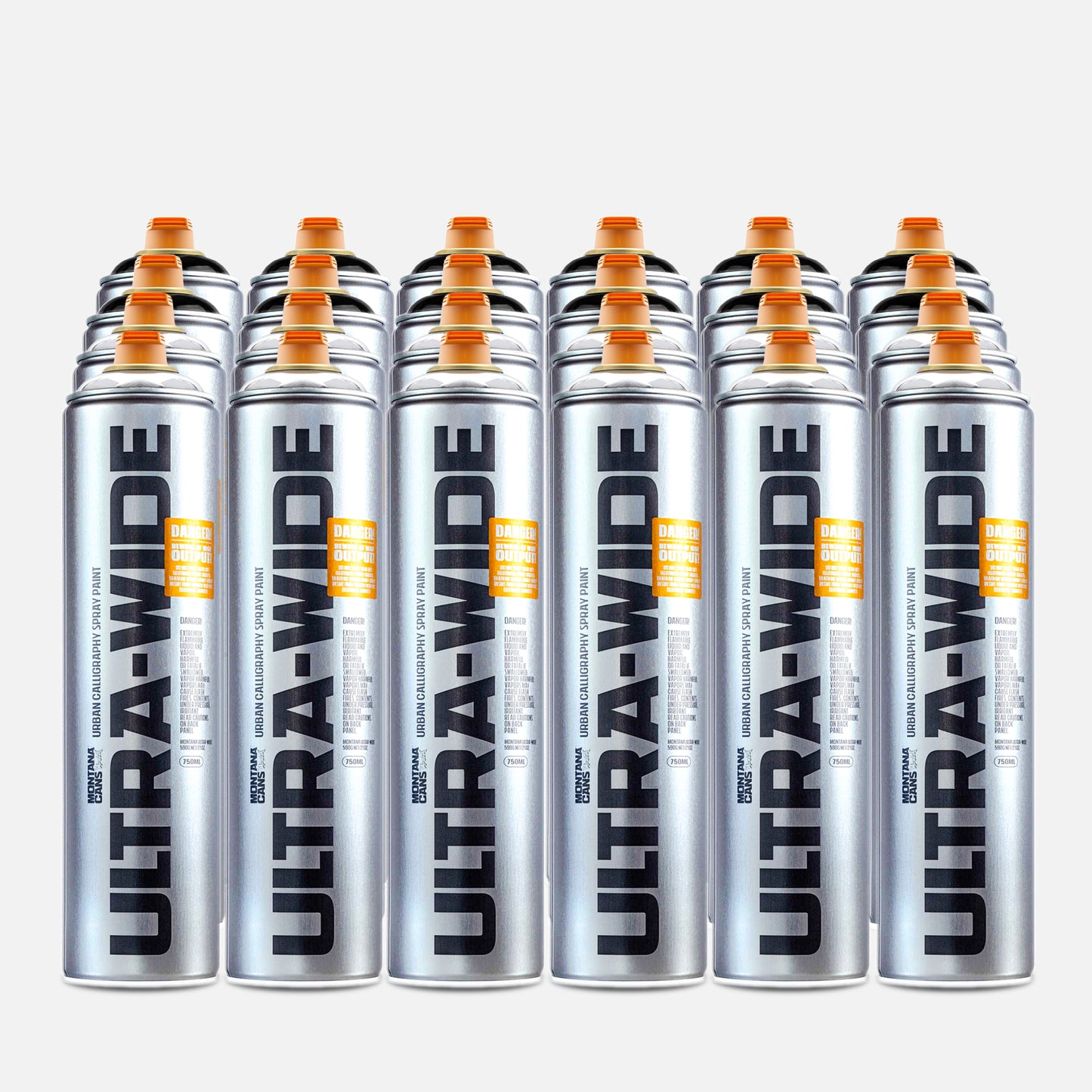 12 cans of  montana ultra wide 750ml chrome and 12 cans of montana ultra wide 750ml black 