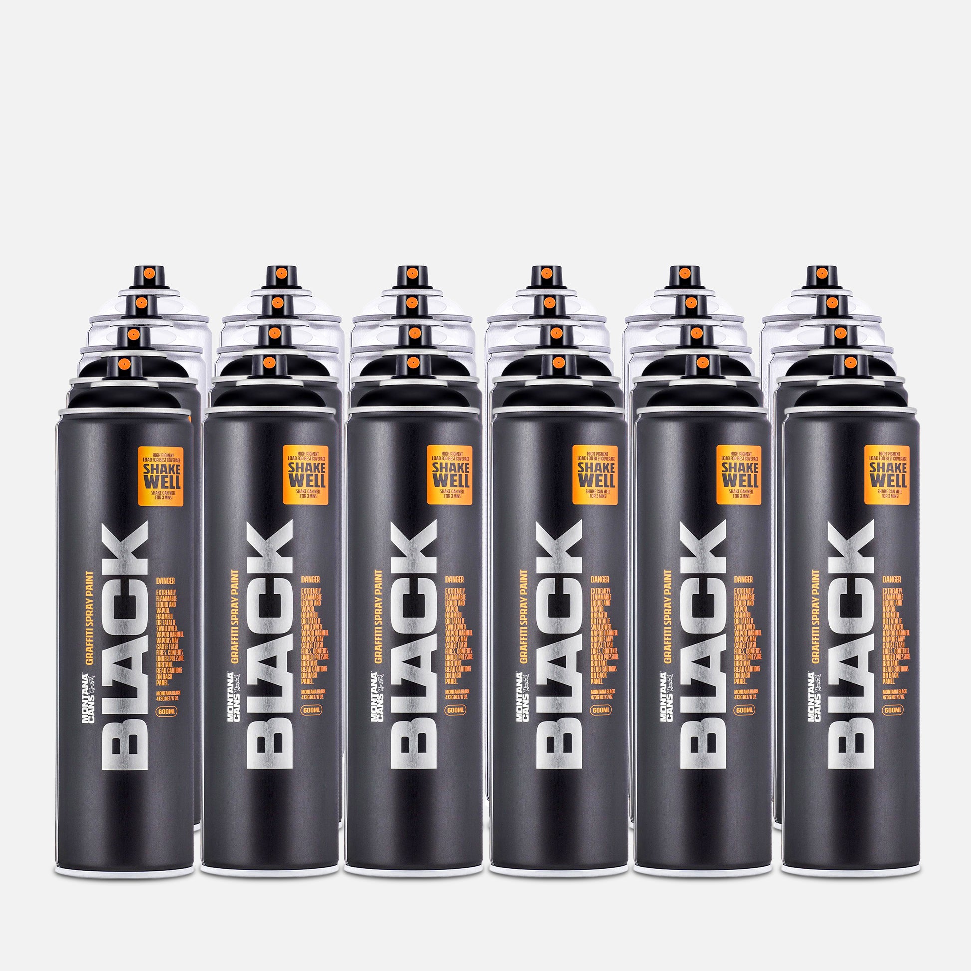 6 cans of Montana black extended 600ml and 6 cans of Montana 600ml Chrome