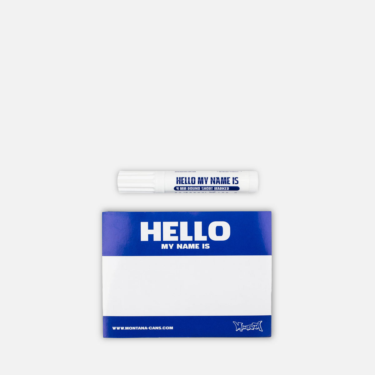 Montana Hello My Name Blue Sticker Pack on a grey background