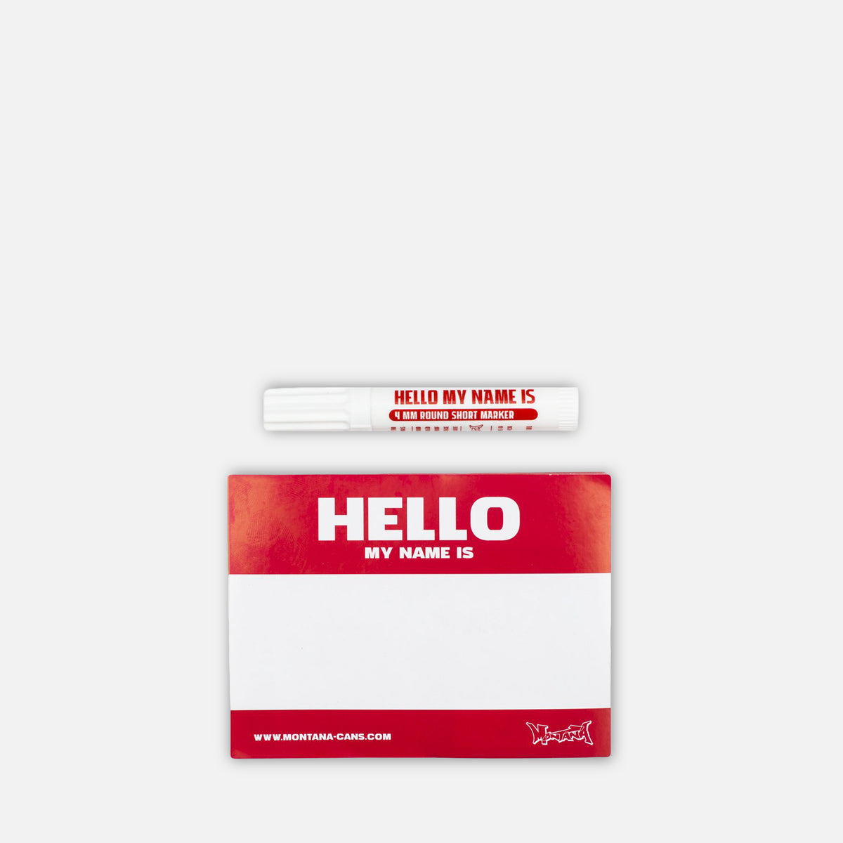 Montana Hello My Name Red Sticker Pack on a grey background