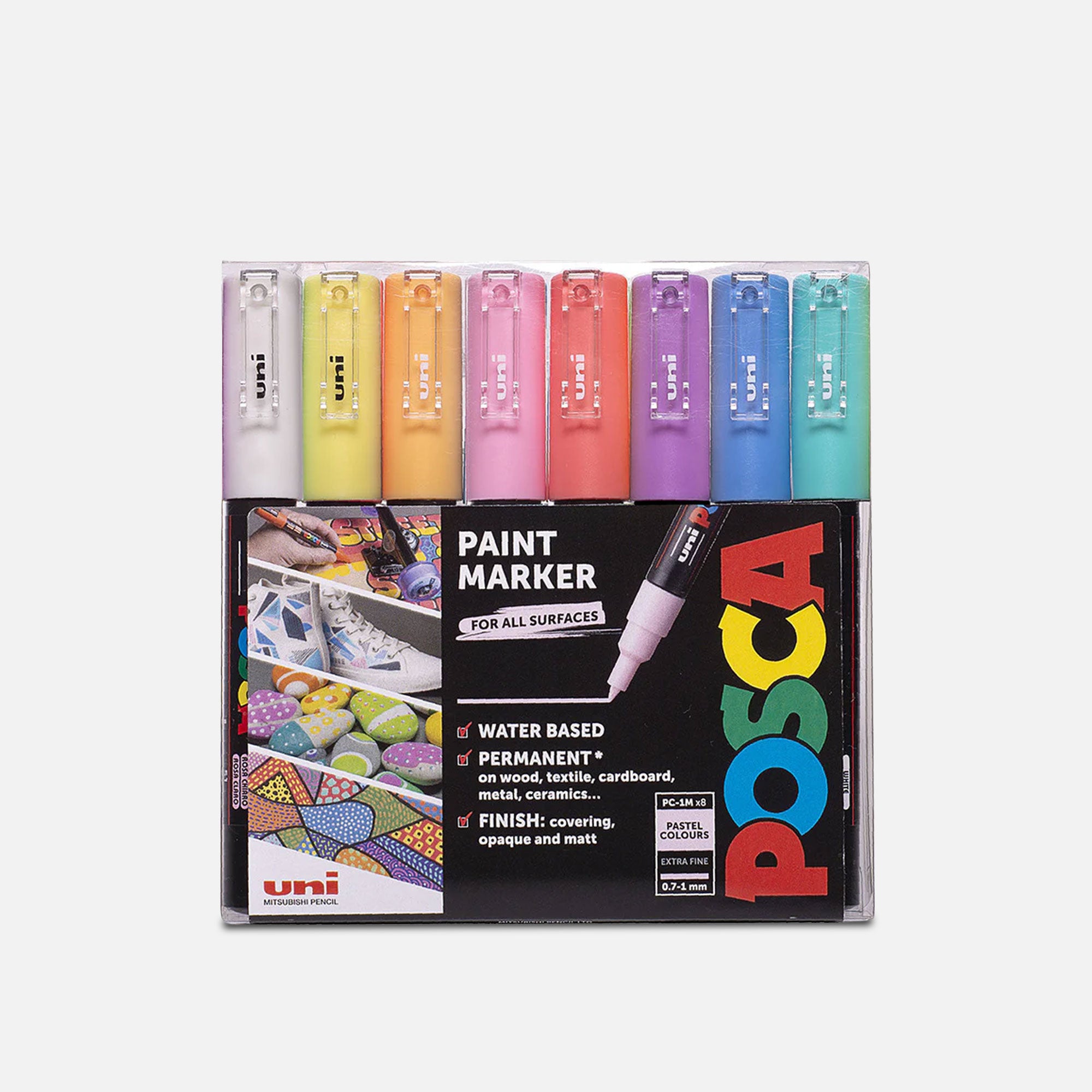 Posca Colours Set Uni Posca Markers PC-1M Set of 8 Pastel Colours – Alfreshco