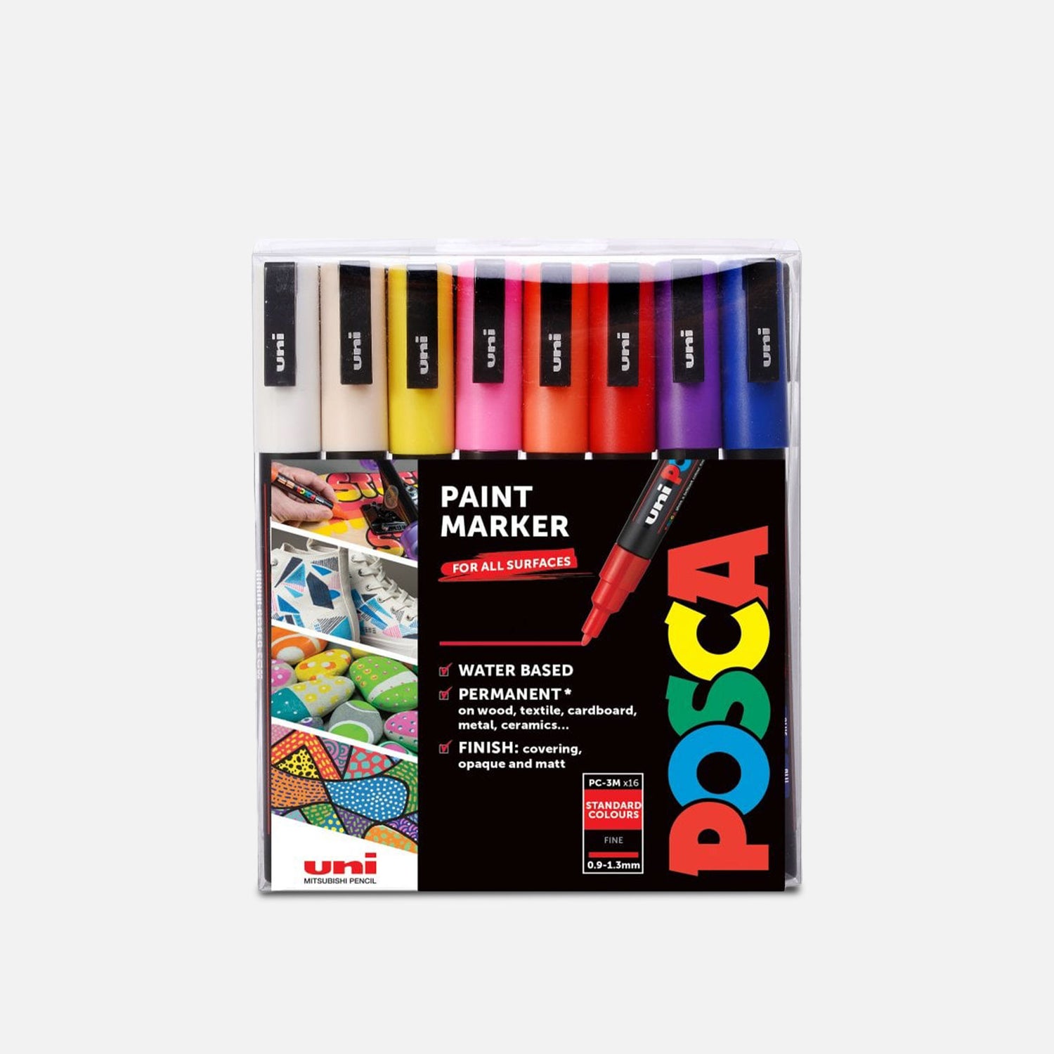 Uni Posca Markers PC-3M Set of 16 Standard Colours