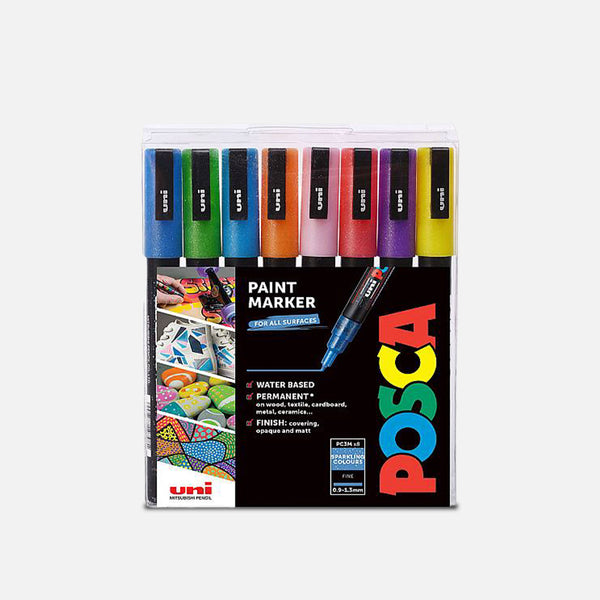 Uni Posca Markers PC-3M Set of 8 Sparkling Colours