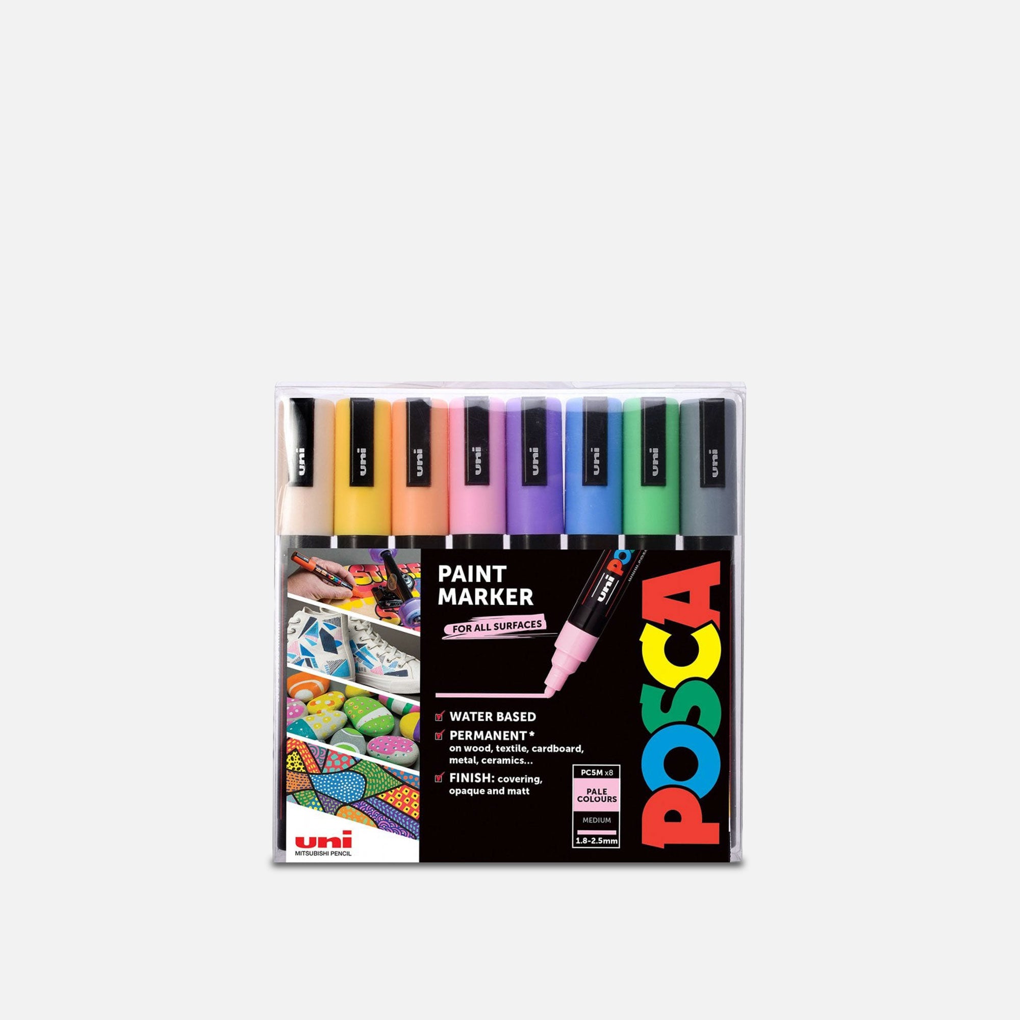 Posca Colours Set Uni Posca Markers PC-5M Set of 8 Pale Colours – Alfreshco