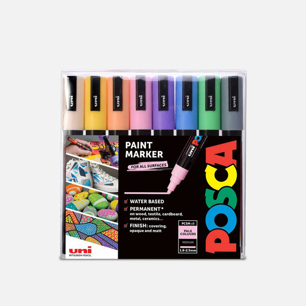 Uni Posca Markers PC-5M Set of 8 Pale Colours