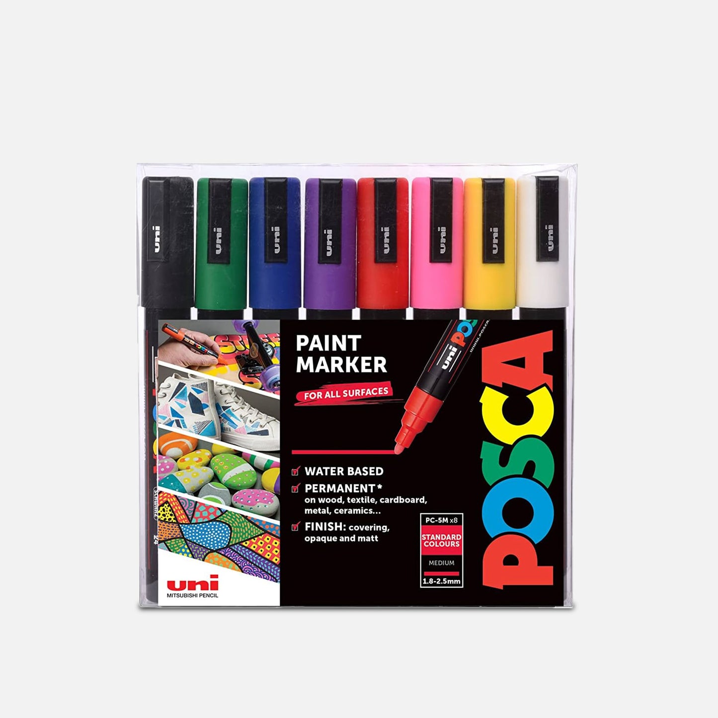 Uni Posca Markers PC-5M Set of 8 Standard Colours