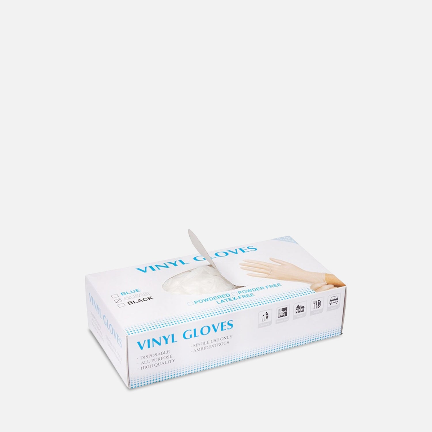 Box of 100 White Vinyl Gloves — Large