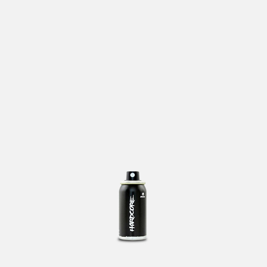 mtn spray paint can with 'HARDCORE' branding on a grey background